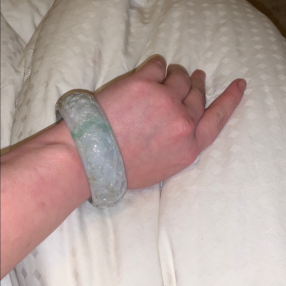 Antique Jade Burma Dynasty Ancient Carvings Bangle - Picture 3 of 8